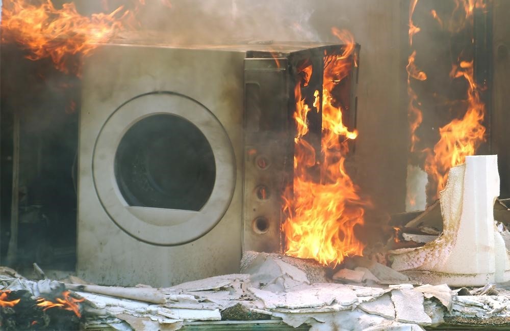 A washing machine caught on fire in appliance failure
